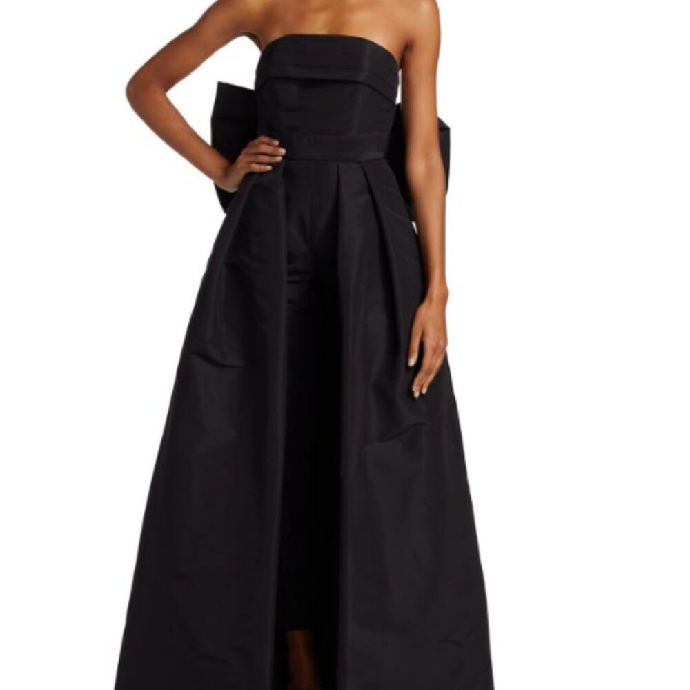 Alexia María Convertible Bow-Embellished Silk Faille Jumpsuit, NWT, SIZE 8